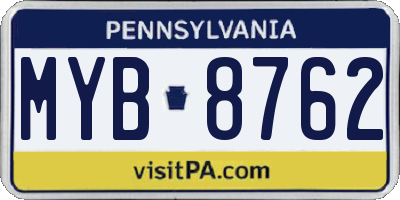 PA license plate MYB8762