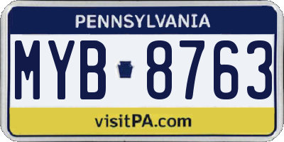 PA license plate MYB8763