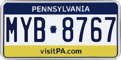 PA license plate MYB8767