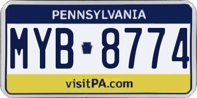 PA license plate MYB8774