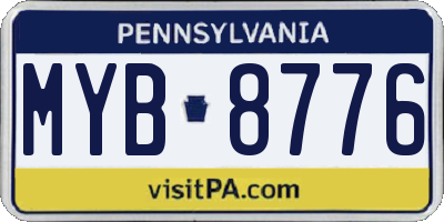 PA license plate MYB8776