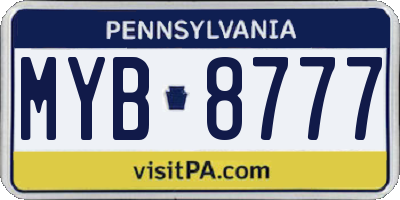 PA license plate MYB8777