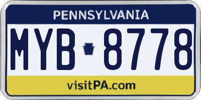 PA license plate MYB8778