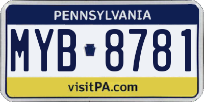 PA license plate MYB8781