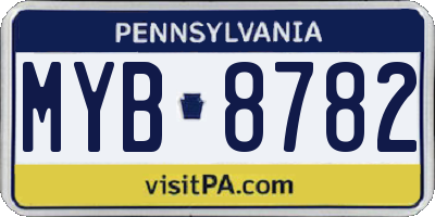 PA license plate MYB8782