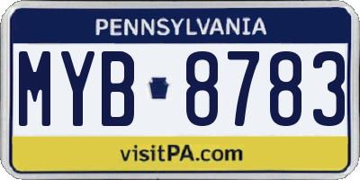 PA license plate MYB8783