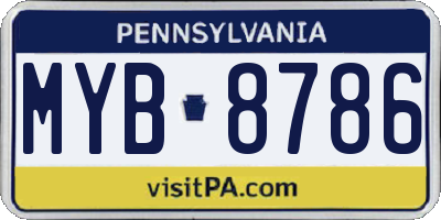 PA license plate MYB8786