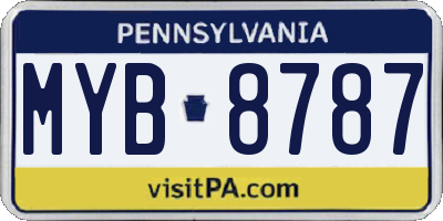 PA license plate MYB8787