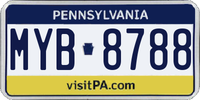 PA license plate MYB8788