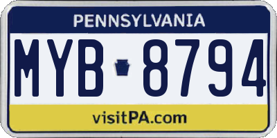 PA license plate MYB8794
