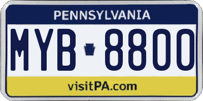 PA license plate MYB8800