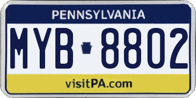 PA license plate MYB8802