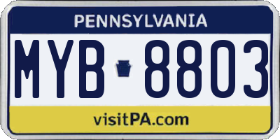 PA license plate MYB8803