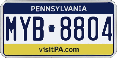 PA license plate MYB8804