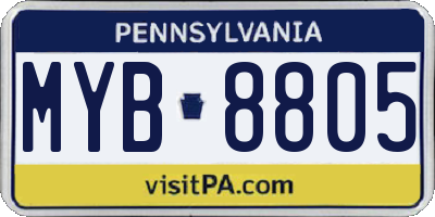 PA license plate MYB8805