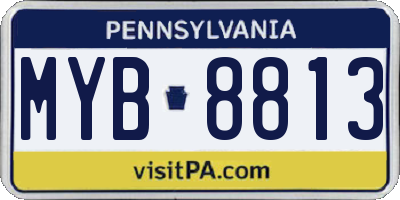 PA license plate MYB8813