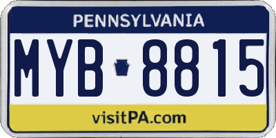 PA license plate MYB8815