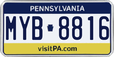 PA license plate MYB8816