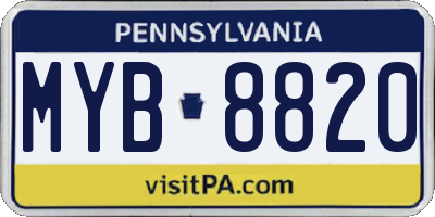 PA license plate MYB8820