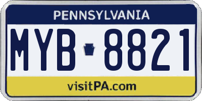 PA license plate MYB8821