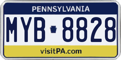 PA license plate MYB8828