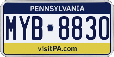 PA license plate MYB8830
