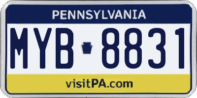 PA license plate MYB8831