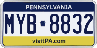 PA license plate MYB8832