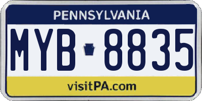 PA license plate MYB8835