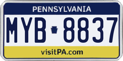 PA license plate MYB8837
