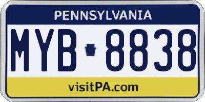 PA license plate MYB8838