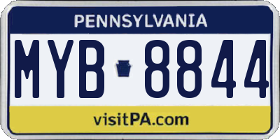 PA license plate MYB8844
