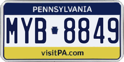 PA license plate MYB8849