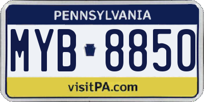 PA license plate MYB8850