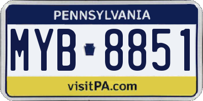 PA license plate MYB8851
