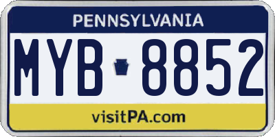 PA license plate MYB8852