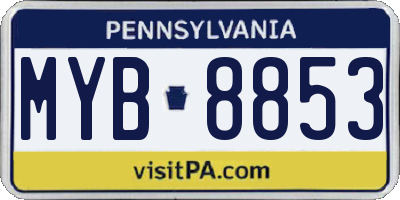 PA license plate MYB8853
