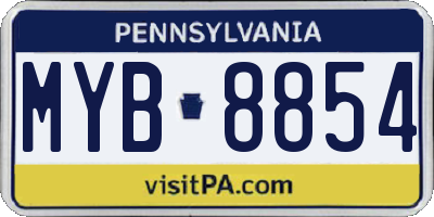 PA license plate MYB8854
