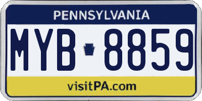 PA license plate MYB8859