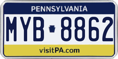 PA license plate MYB8862