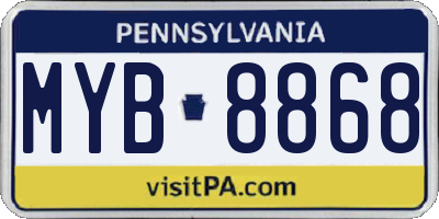 PA license plate MYB8868