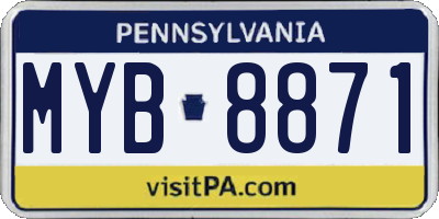 PA license plate MYB8871