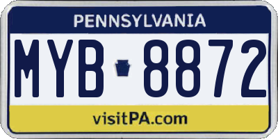 PA license plate MYB8872