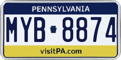 PA license plate MYB8874