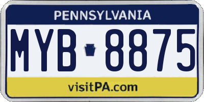 PA license plate MYB8875