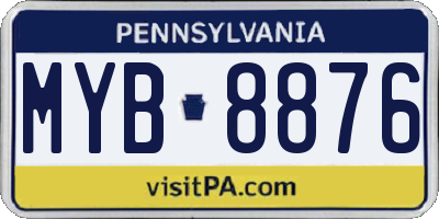 PA license plate MYB8876