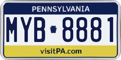 PA license plate MYB8881