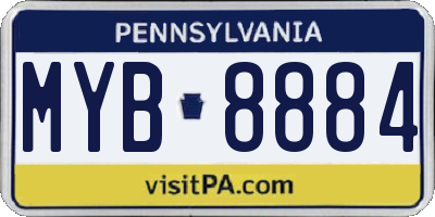 PA license plate MYB8884