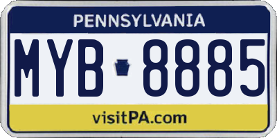 PA license plate MYB8885