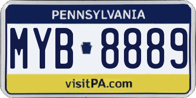PA license plate MYB8889
